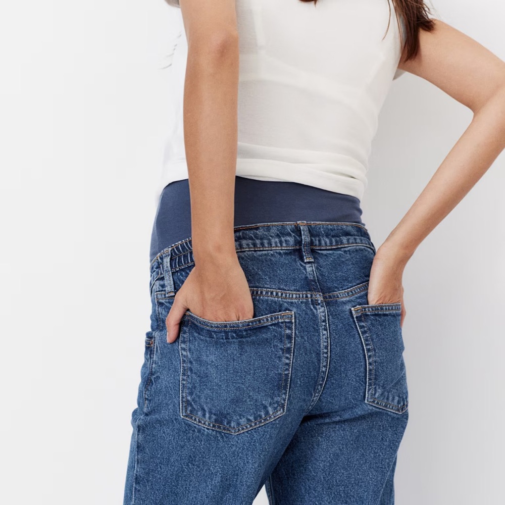 H&M Women’s Denim Blue MAMA STRAIGHT ANKLE JEANS